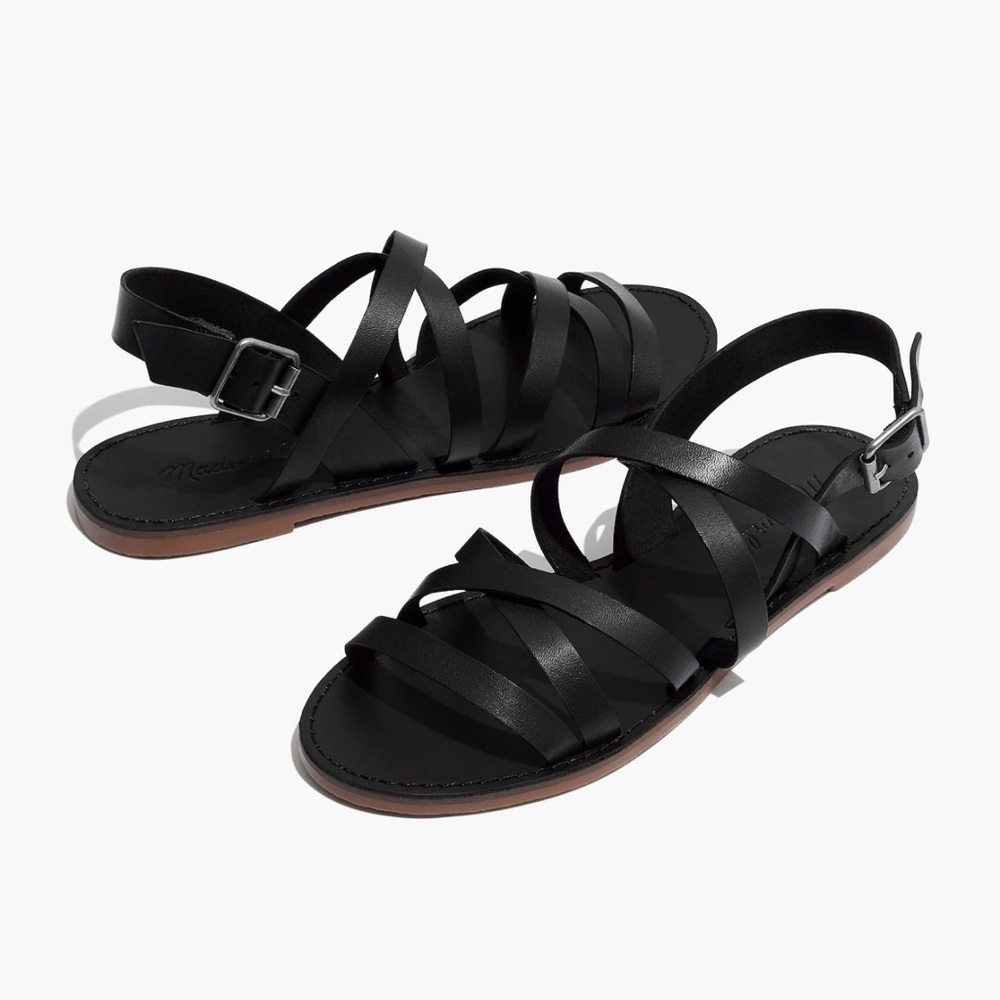 nwt madewell boardwalk multistrap Women's Strappy Sandals 7.5 in true black